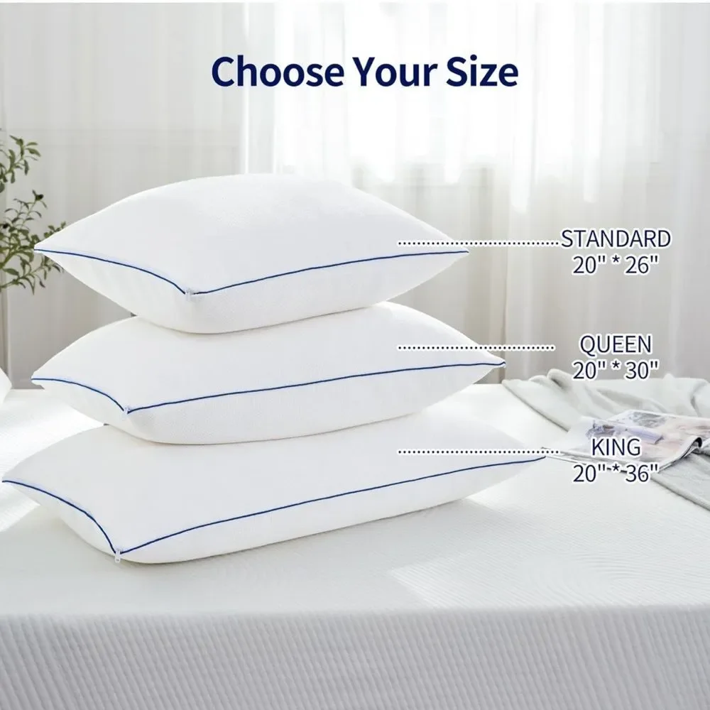 Pillow Shredded Memory Foam Queen Size White 1 Removable Bamboo Cover 20x30 in O